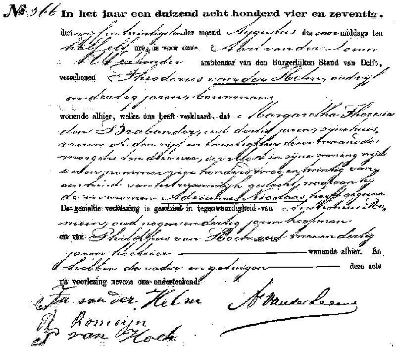 18740825 geb akte 566 Adrianus N zv T vd Helm - MT d Brabander